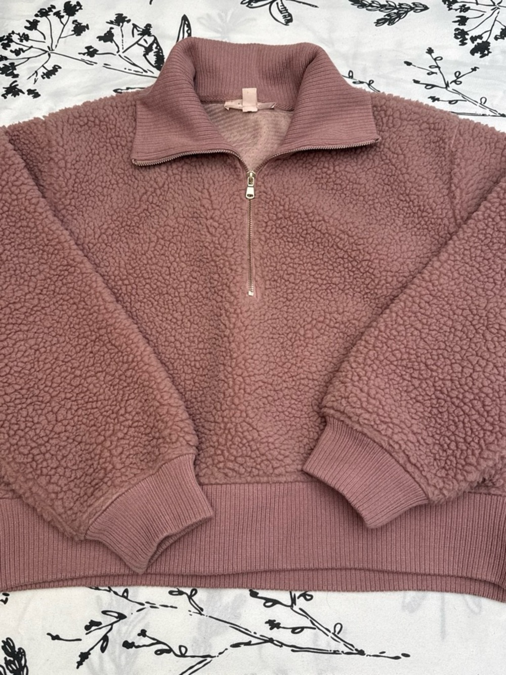 Philosophy Dusty Mauve Teddy Sherpa Half-Zip Jacket